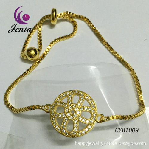 Jenia Fashion 2016 Handmade Custom Women Gemstone Gold Plated Tennis Bracelet